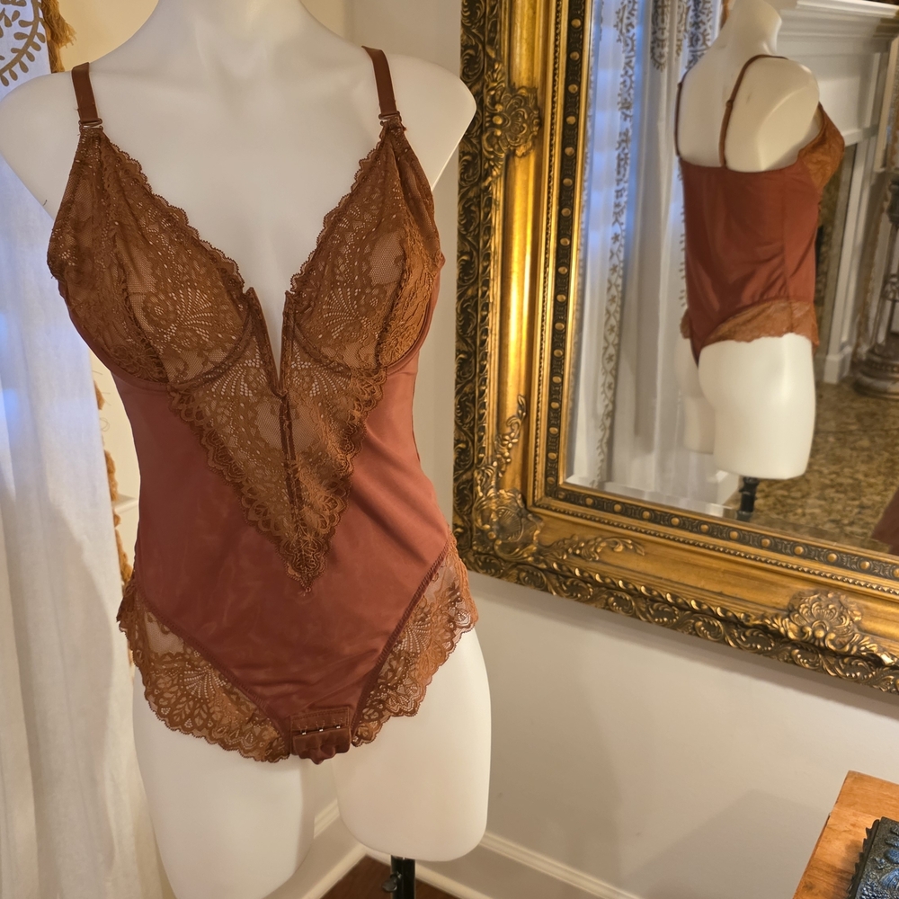 Lace Trimmed Chemise in Rust